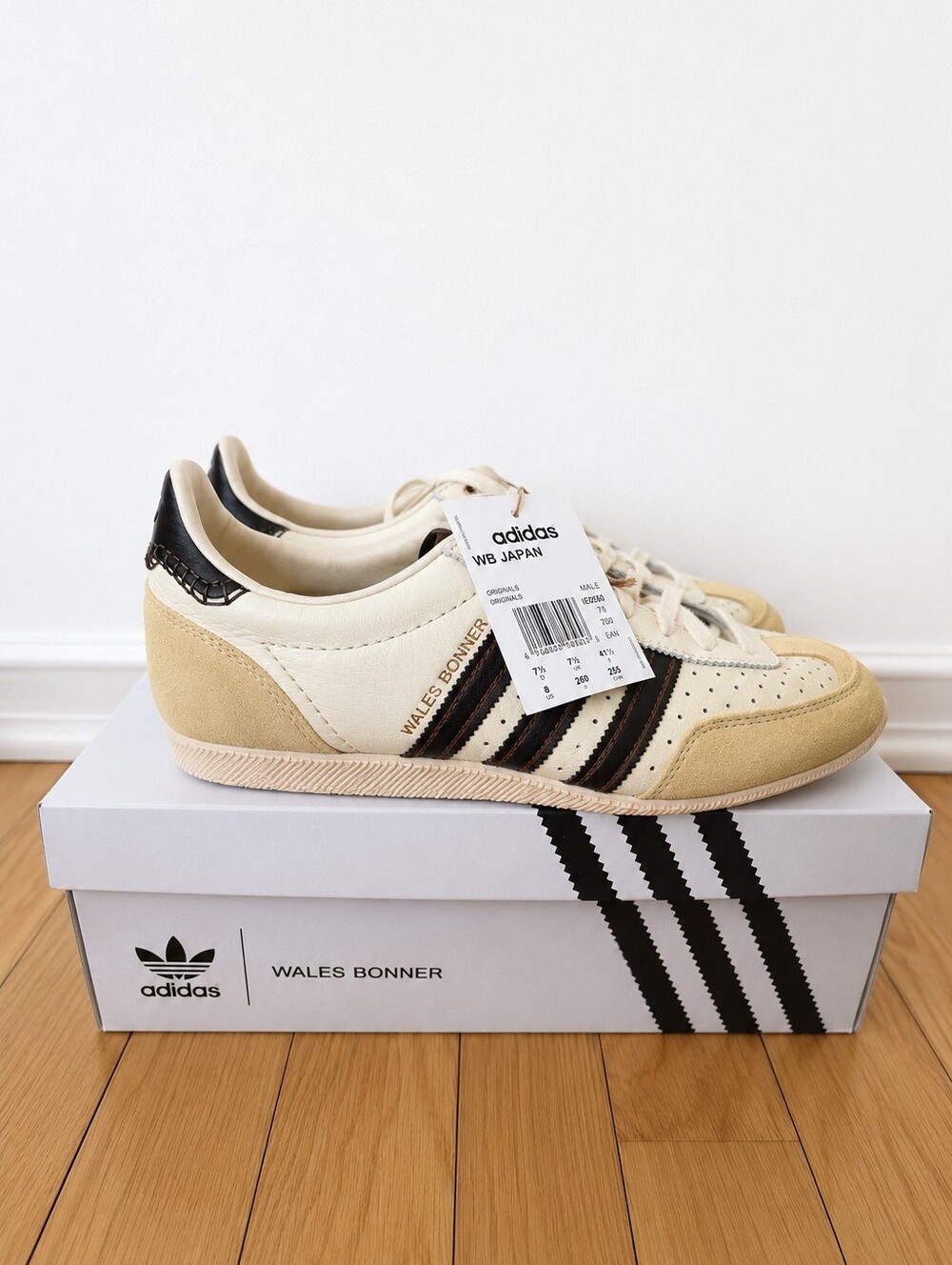 Adidas × Wales Bonner Japan Men’s Cream & Black Leather Suede Sneakers